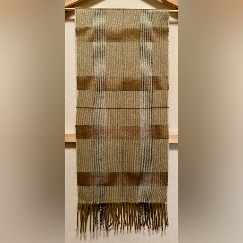 Christian Dior Monsieur Tan and Brown Plaid Cashmere Scarf - Vintage